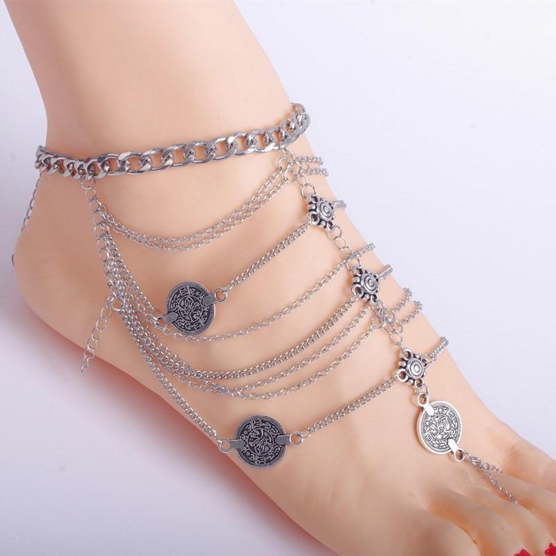 Multilayer Coin Tassel Anklet