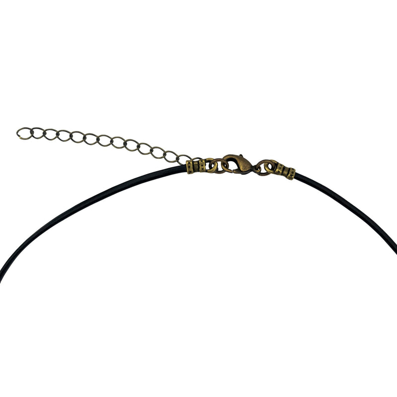 Dragonweave Paw Circle Charm Necklace and Earring Set, Antique Brass Black Leather Choker and Leverback Earrings