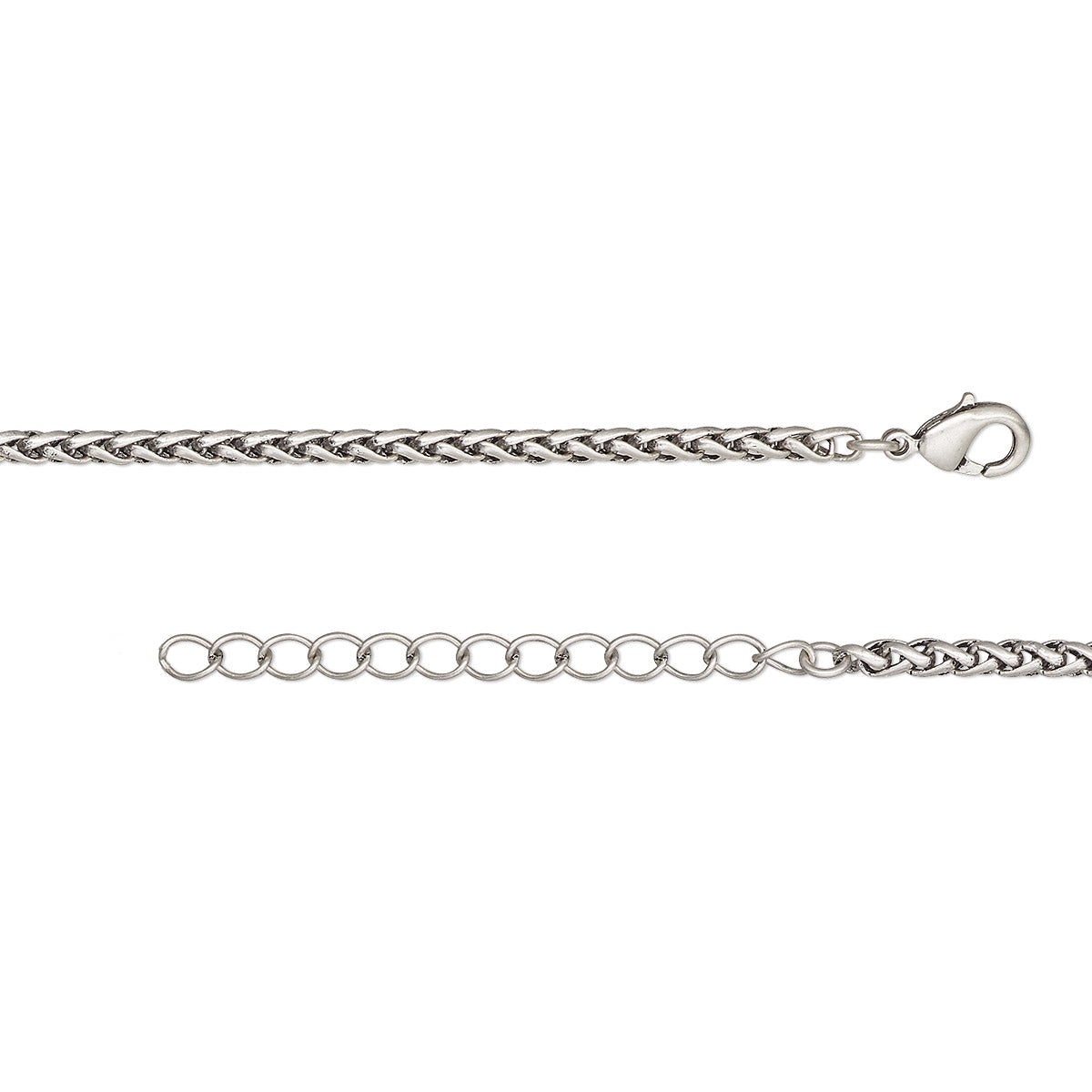 Antique Silver 3.2mm Thick Ponytail/foxtail/wheat Weave Necklace Chain With Extender