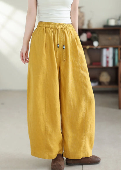 Yellow Oversized Linen Harem Pants Summer