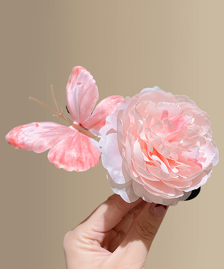 Pink Cloth Butterfly Hairpin