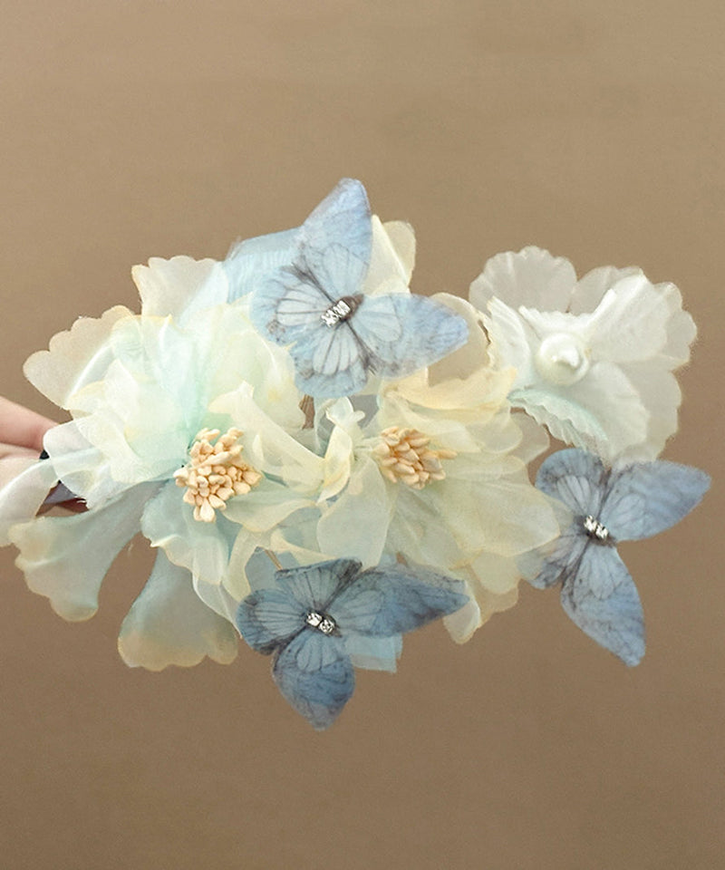 Retro Multicolor Tulle Butterfly Pearl Hairpin