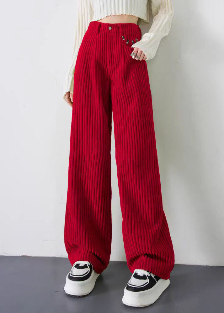 Red Letter Thick Velvet Straight Pants Spring
