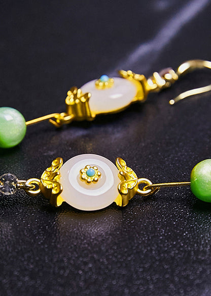 White Jade Fine Zircon Drop Earrings