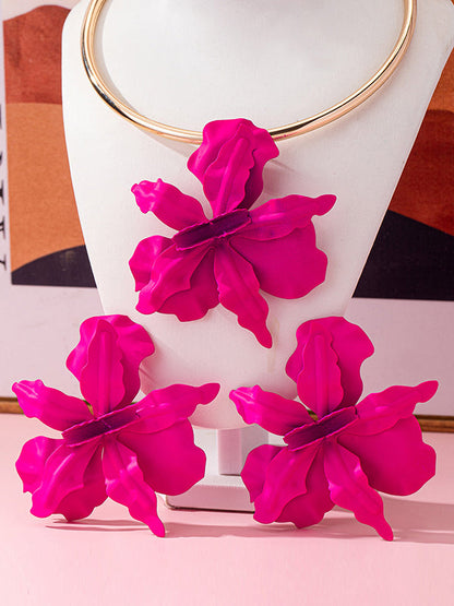 Flower Shape Drop Earrings + Necklaces Accessories