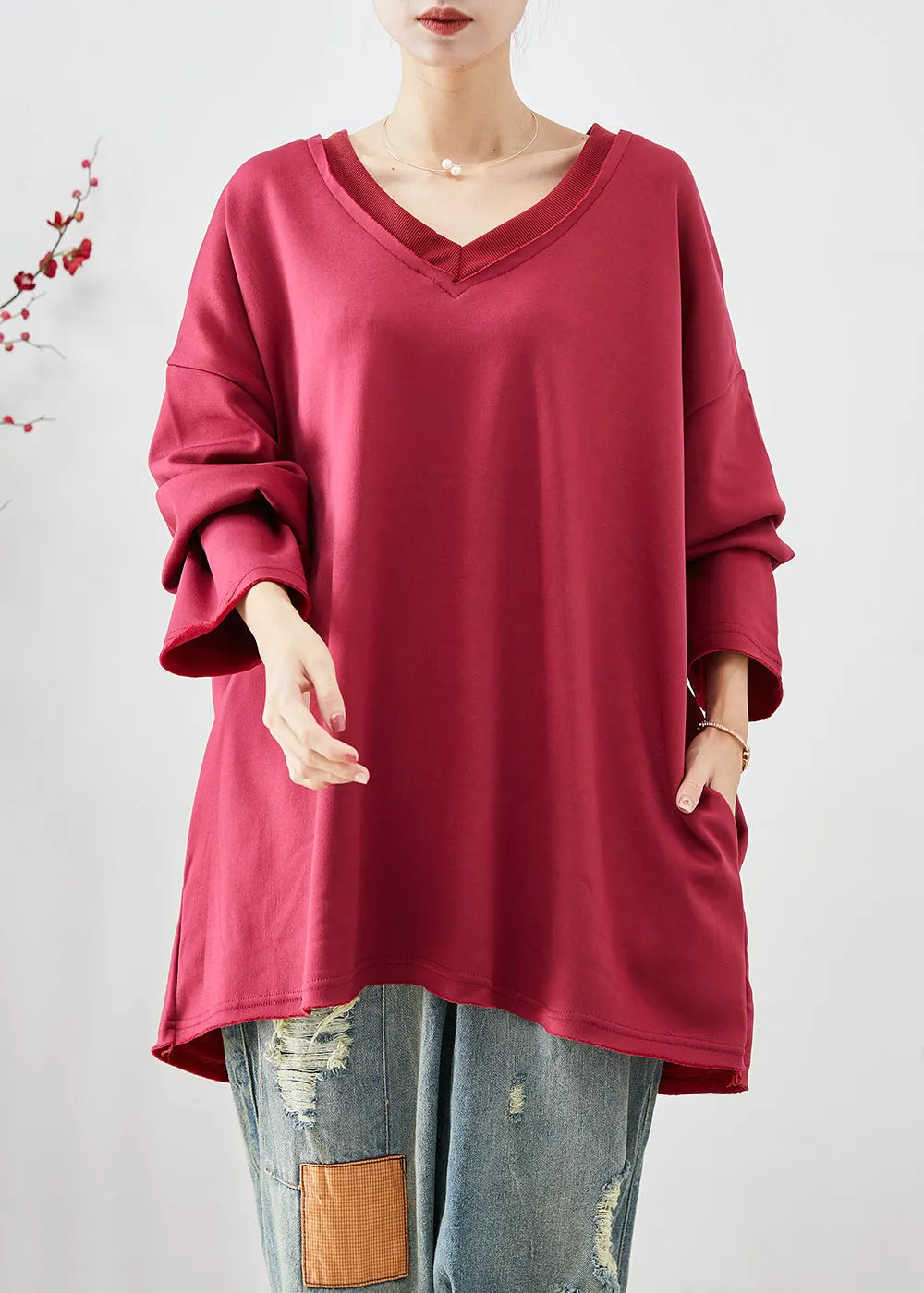 Mulberry Oversized Cotton Sweatshirts Top Spring