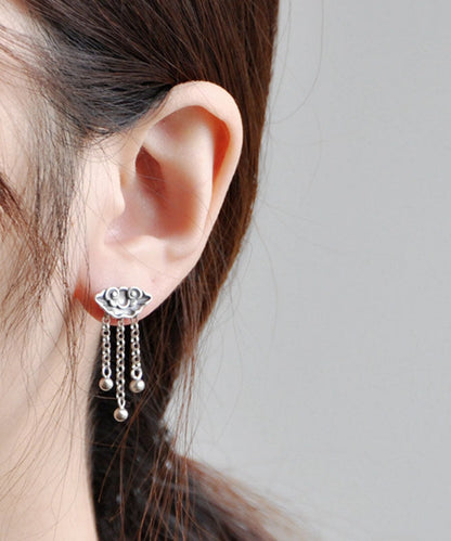 Silk Sterling Silver Xiangyun Tassel Drop Earrings