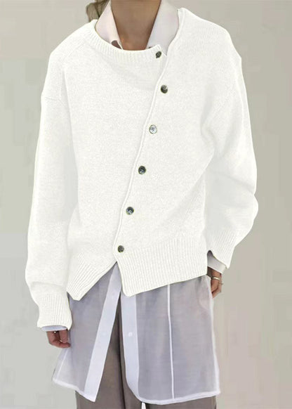 Camel Asymmetrical Design Knit Sweaters Autumn