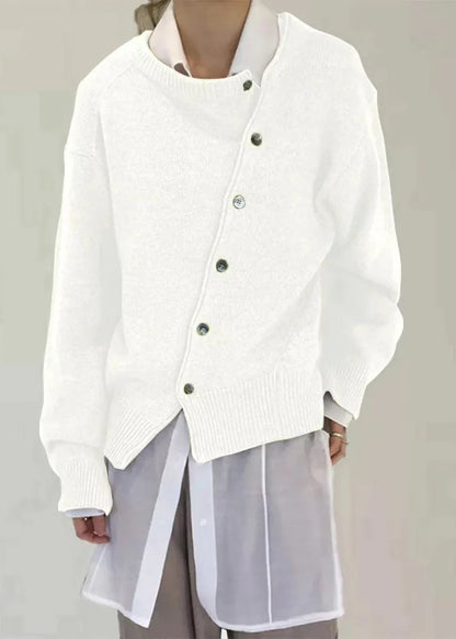 Camel Asymmetrical Design Knit Sweaters Autumn