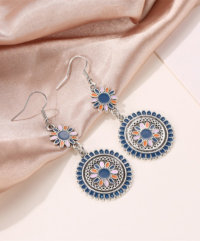 Retro Silk Sterling Silver Alloy Cloisonne Drop Earrings