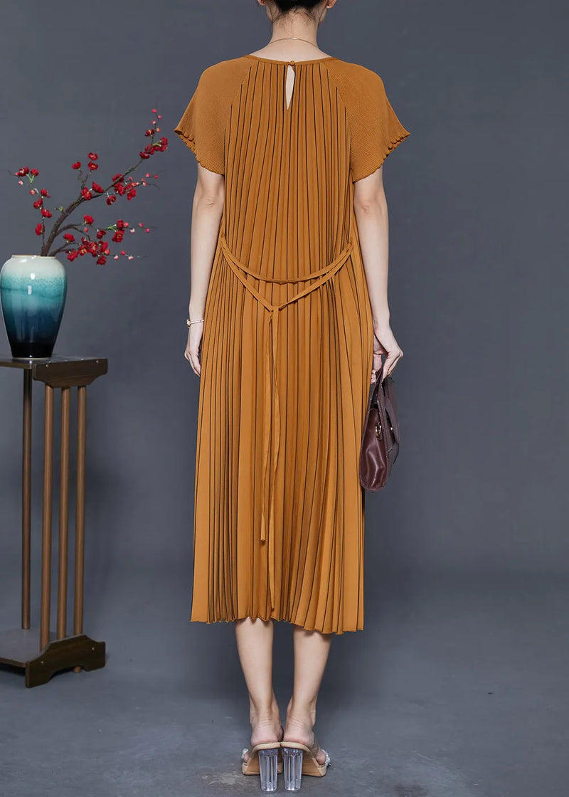 Brown Spandex Holiday Dresses Oversized Wrinkled Summer