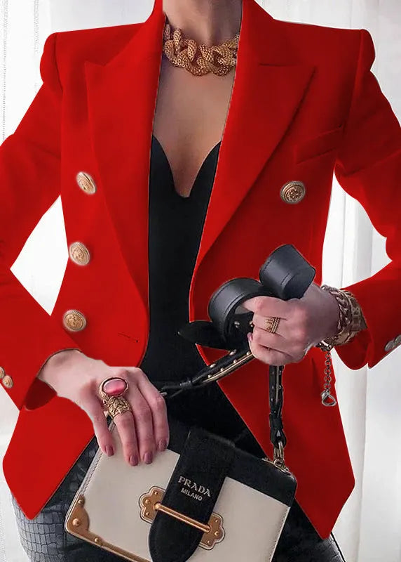 Style White Notched Button Suit Coats Fall