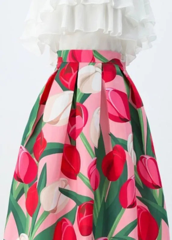 Stylish Rainbow Print High Waist Maxi Skirts