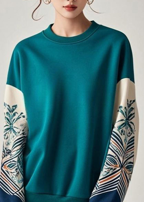 Blue Print Patchwork Sweatshirts Fall
