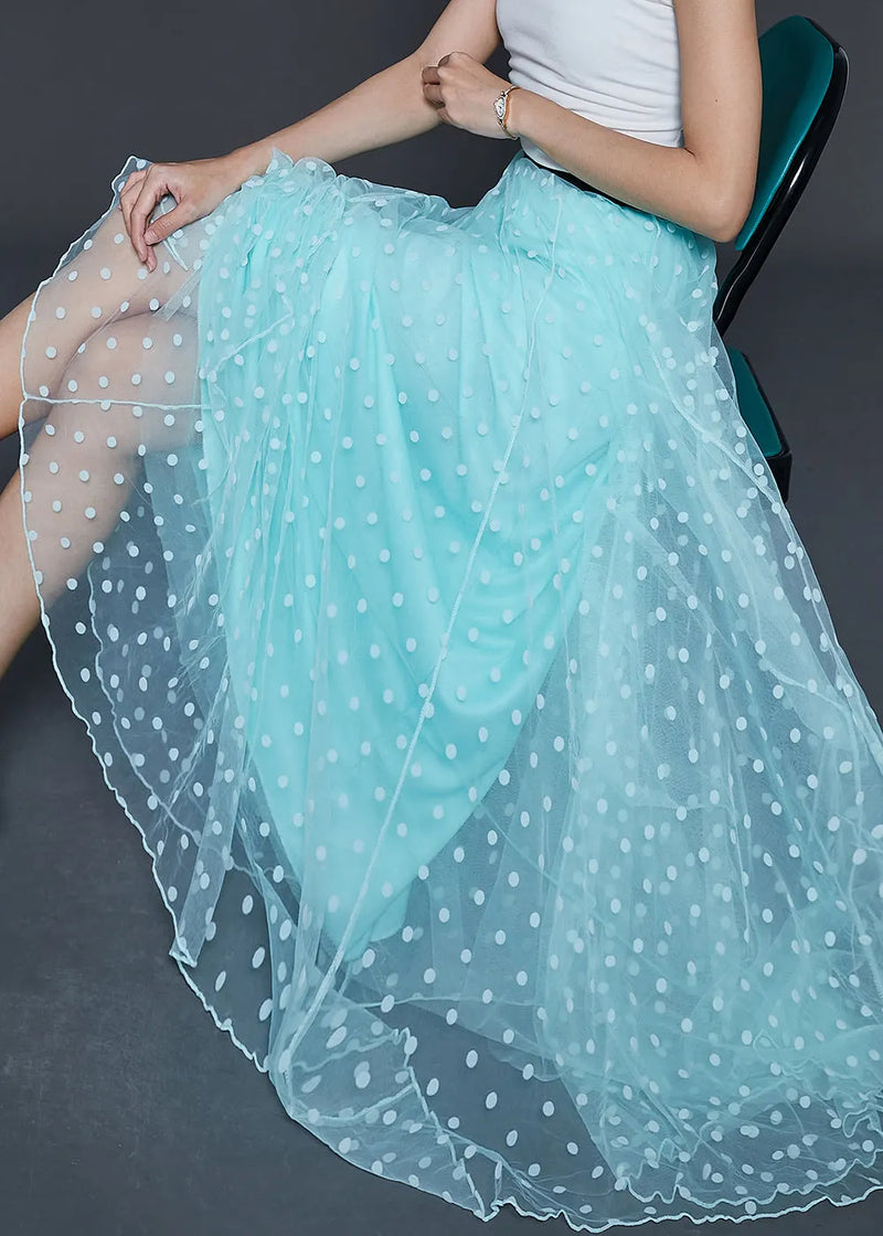 Organic Light Green Dot Exra Large Hem Tulle Skirt Summer