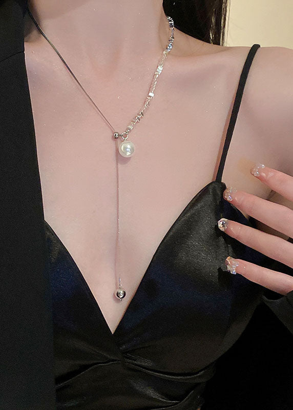 Diy Silk Stainless Steel Pearl Pendant Necklace