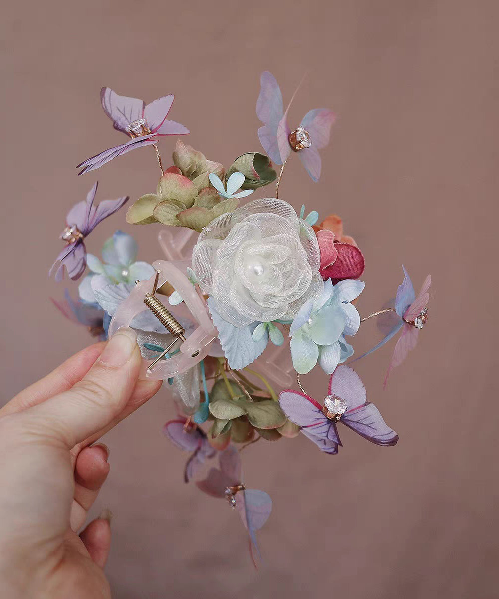 Colorblock Acrylic Alloy Zircon Butterfly Hairpin