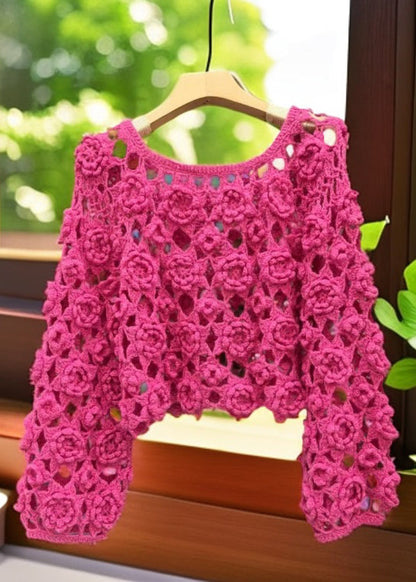 Original Rose Hollow Out Knit Sweaters Fall