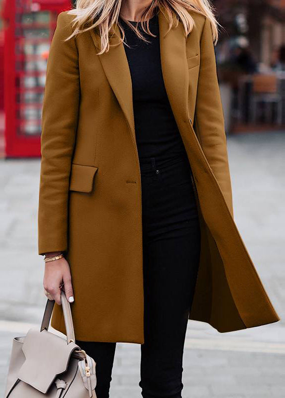 Boutique Brown Peter Pan Collar Pockets Suit Coats Fall