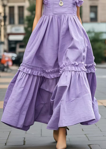 Lavender Ruffled Exra Large Hem Robe Dresses Sleeveless
