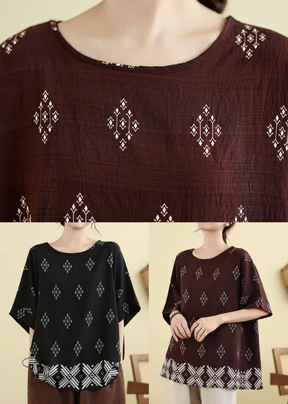 Black O-neck Loose Top Summer