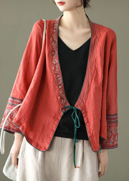 Indigo Embroidered Long Sleeve Linen Shirt