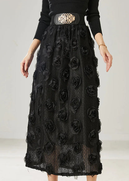 Natural Black Stereoscopic Knit Skirts Summer