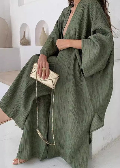 Style Brown Cardigans and Trousers Cotton Two Pieces Set Fall