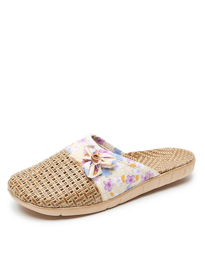 Summer Bamboo Weaving Spliced Slippers