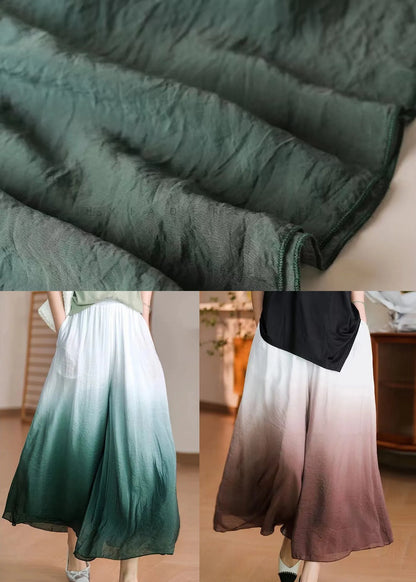 Gradient Green Elastic Waist Cotton Pants Skirt Spring
