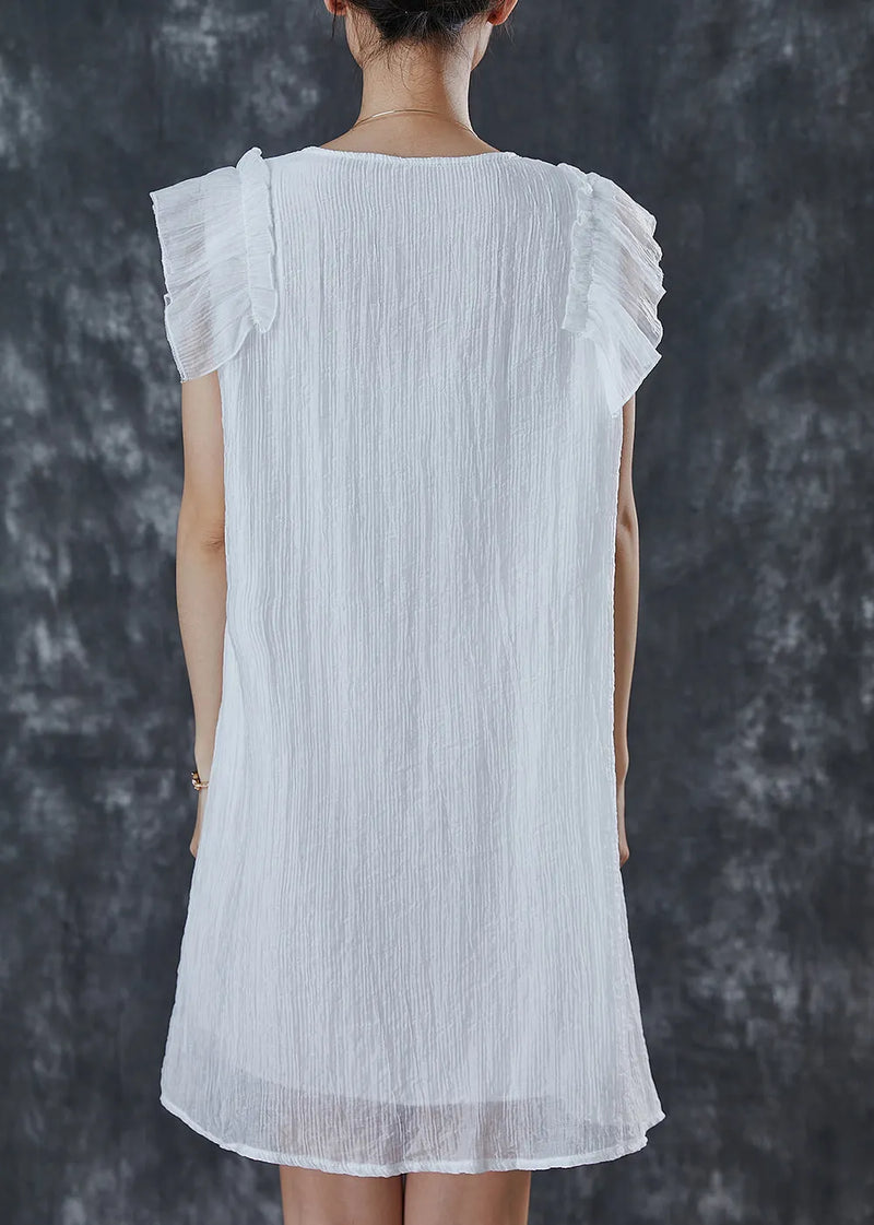 White Ruffles Patchwork Chiffon Work Dress Summer