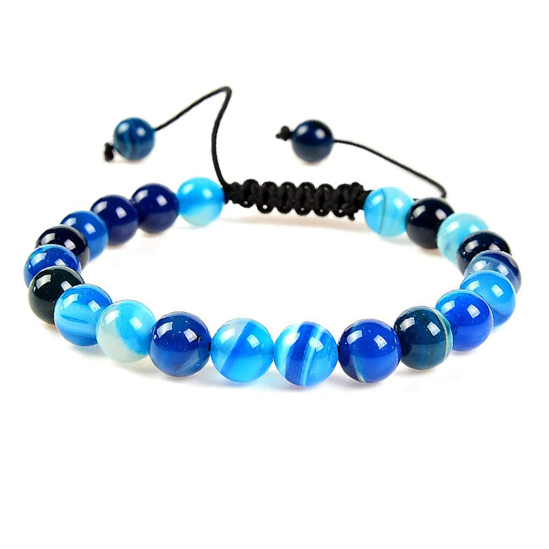 Buddha Stones Natural Healing Power Gemstone Crystal Beads Adjustable Macrame Bracelet