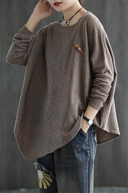 Pure Color Irregular Hem Sweater