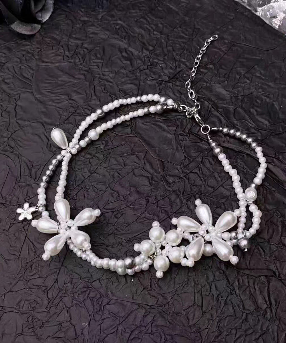 Original Design White Alloy Pearl Beading Pendant Necklace