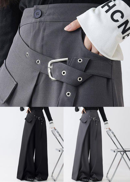 Original Black Asymmetrical High Waist Spandex Pants Fall