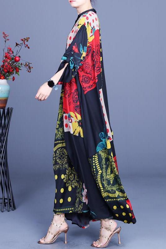 Stitching O Neck Pocket Maxi Dress