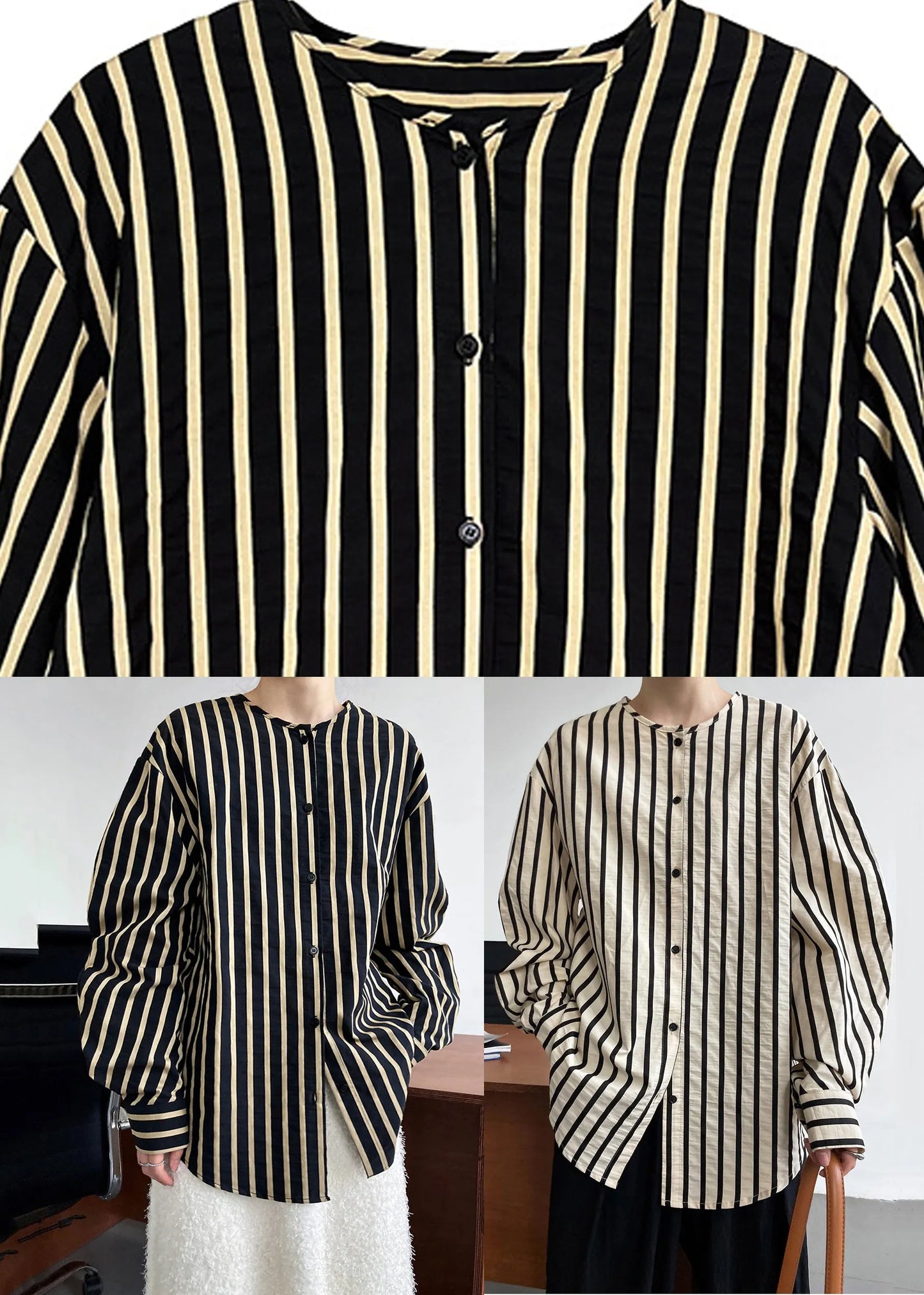 Black O-neck Patchwork Cozy Top Fall