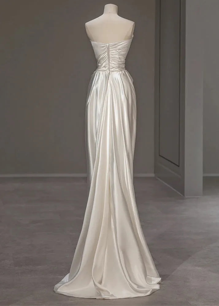 Italian White Wrinkled Silk Party Dress Summer