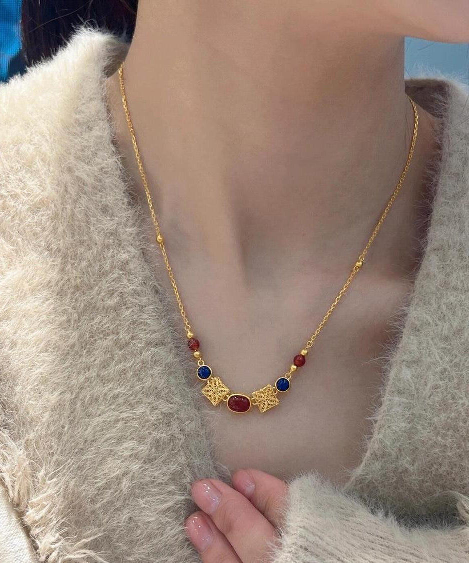 Gold Sterling Silver Overgild Zircon Pendant Necklace