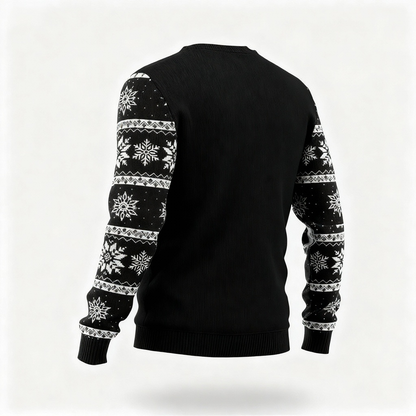 Colorful Santa Claus Cartoon Print - Black Holiday Icon Sweater