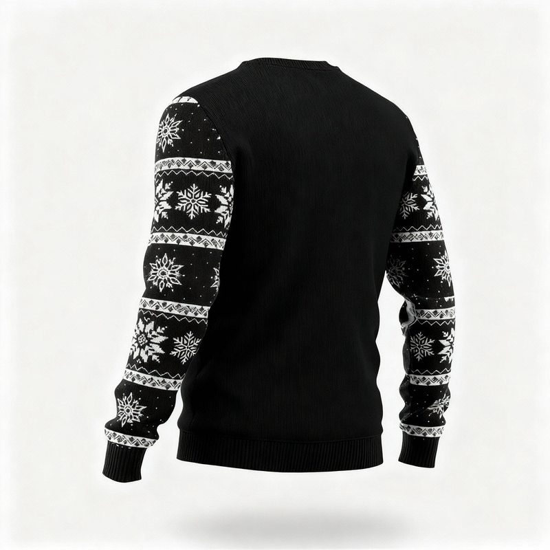 Colorful Santa Claus Cartoon Print - Black Holiday Icon Sweater