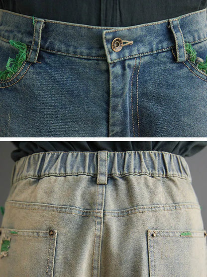 Original Split-joint Column Wide Leg Denim Pants