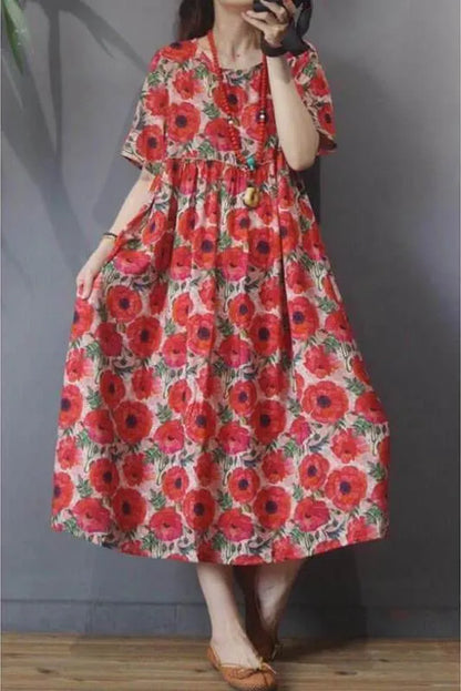 Linen Short Sleeve Dress
