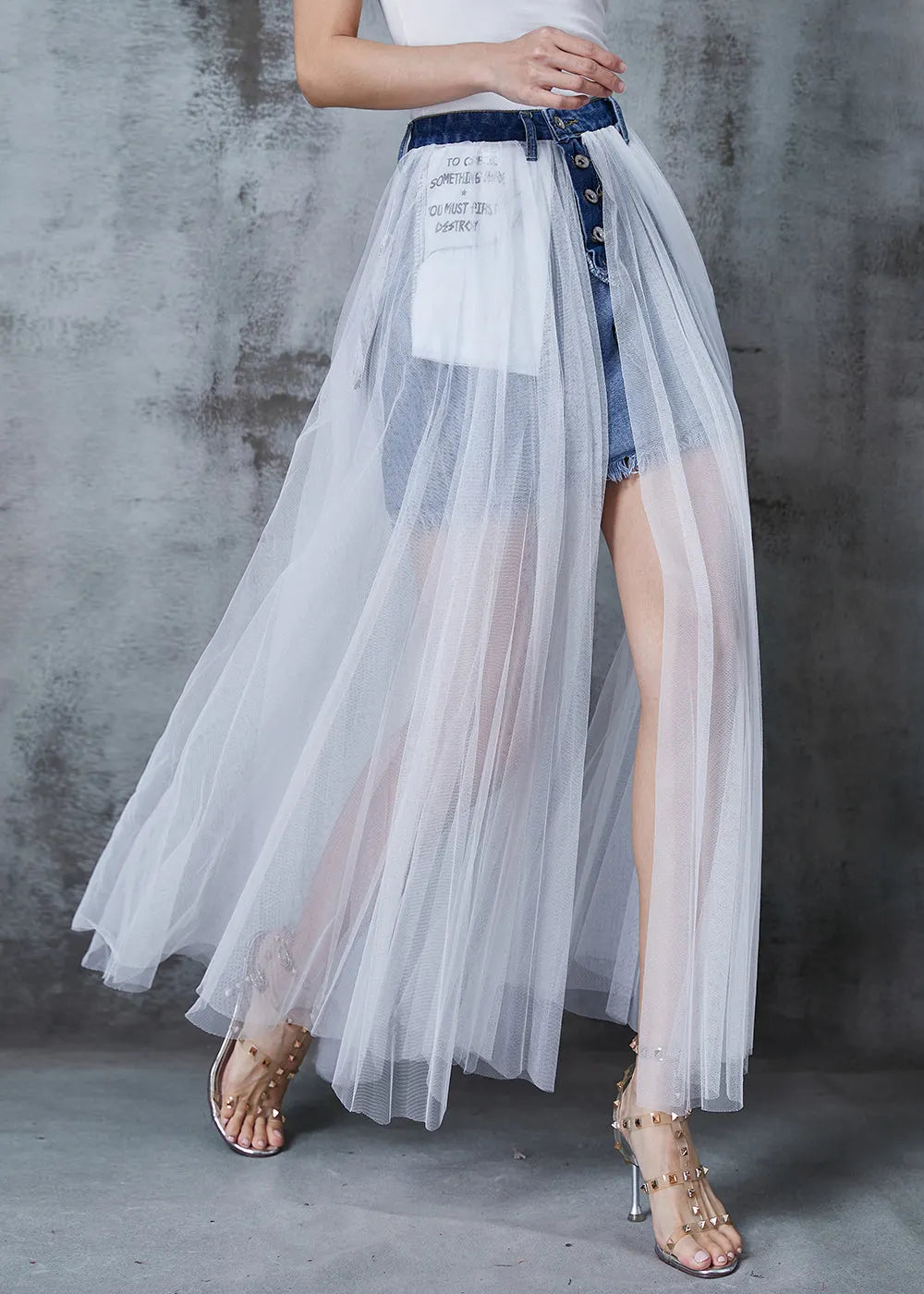 White Wear on Both Sides Tulle Holiday Skirts Summer