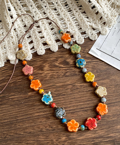 Rainbow Weave Ceramics Gratuated Bead Necklace