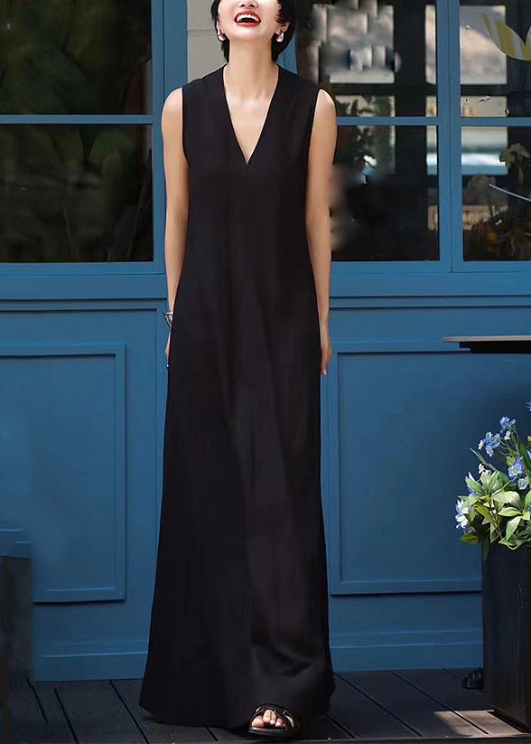 White V Neck Patchwork Long Dresses Sleeveless