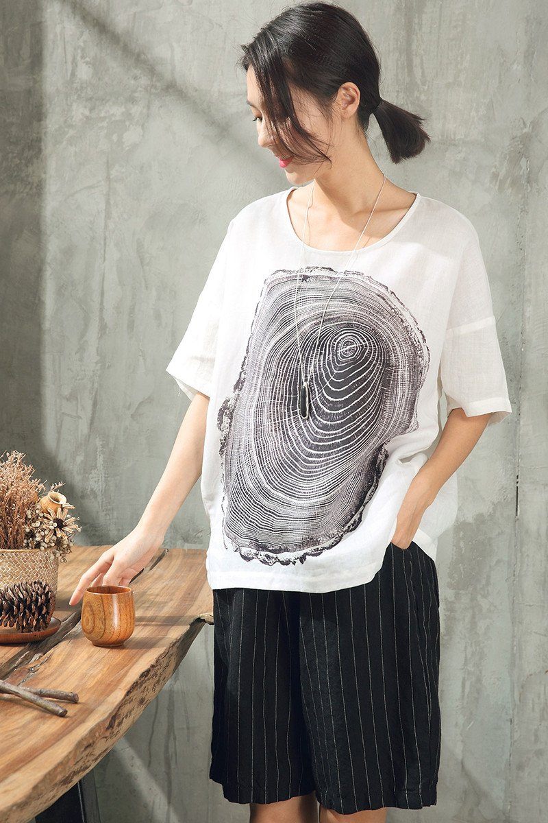 Summer Printing Loose T-shirt Tops