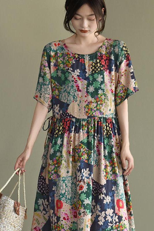 Limited Stock- Prints Short Sleeve Summer Loose Dress