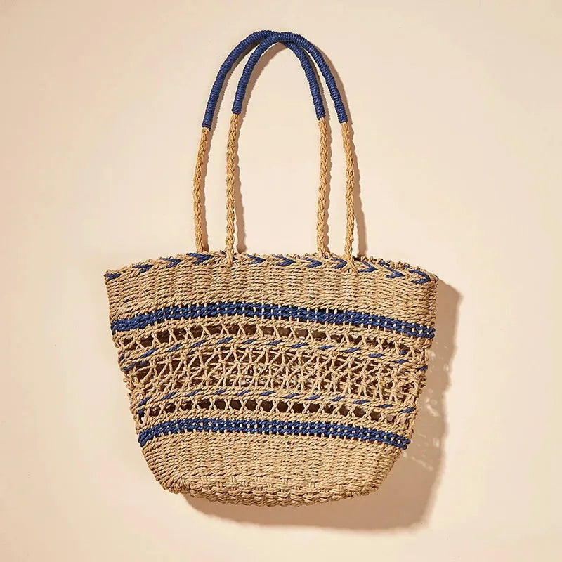 New Straw Woven Shoulder Tote Shoppers Party Towels Large Top Handle Handbags