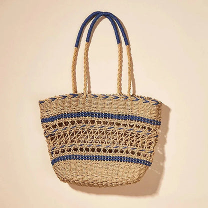 New Straw Woven Shoulder Tote Shoppers Party Towels Large Top Handle Handbags